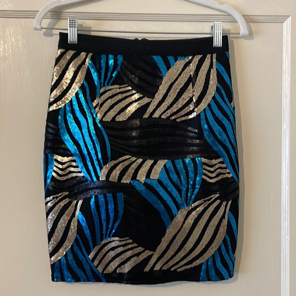 WOW Couture:short black & sequins bodycon skirt. Worn once. Excellent condition.